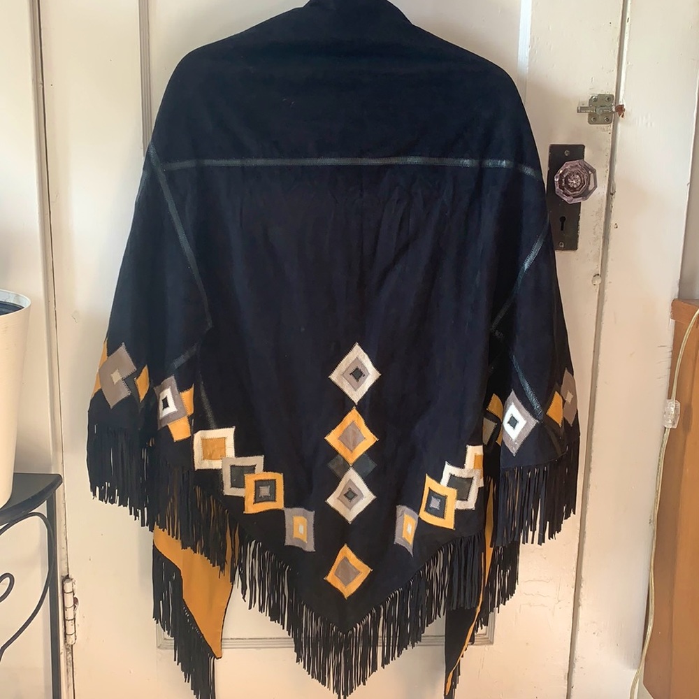 Vintage Suede and silk shawl